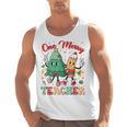 One Merry Teacher Groovy Christmas Tree Pjs Xmas Teacher Men Tank Top, Groovy Teacher Gifts, trending gift