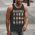 How To Become A Better Reader Animals Reading Teacher Men Tank Top, funny gift