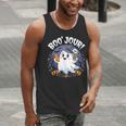 Boo Jour Ghost Halloween French Teacher Cute Coffe Croissant Men Tank Top, funny gift