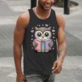 Cute Reading Owl Book Lover Teacher Librarian Bookworm Men Tank Top, funny gift