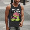 English Teachers Love Brains Zombie Teacher School Halloween Men Tank Top, English Teacher Tank Tops, funny gift