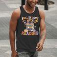 Fall In Love With Reading Halloween Stack Of Book Teacher Men Tank Top, funny gift Fall In Love With Reading Halloween Stack Of Book Teacher Men Tank Top, funny gift