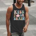 Kiss Your Brain Teacher Inspire Educate Groovy Retro Vintage Men Tank Top, Groovy Teacher Tank Tops, funny gift