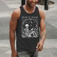 Read In Peace Skeleton Reading Teacher Spooky Halloween Men Tank Top, funny gift