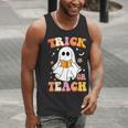 Retro Vintage Groovy Trick Or Teach Teacher Halloween For Men Women Kids Men Tank Top, Groovy Teacher Tank Tops, funny gift Retro Vintage Groovy Trick Or Teach Teacher Halloween For Men Women Kids Men Tank Top, Groovy Teacher Tank Tops, funny gift