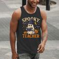 Spooky Teacher Halloween Cute Ghost Pumpkin Reading Women Men Tank Top, funny gift
