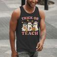 Teacher Halloween Trick Or Teach Cute Ghost Coffee Pumpkins Men Tank Top, funny gift