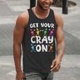 Teacher's Get Your Cray On Dabbing Crayons Men Tank Top, funny gift