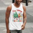 One Merry Teacher Groovy Christmas Tree Pjs Xmas Teacher Men Tank Top, Groovy Teacher Tank Tops, funny gift