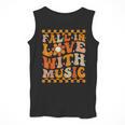 Fall In Love With Music Groovy Thanksgiving Music Teacher Men Women Girls Kids Men Tank Top, Groovy Teacher Gifts, funny design