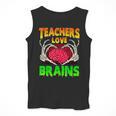 Teacher Teachers Love Brains Skeleton Hand Heart Halloween Men Tank Top, funny design