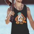 Art Teacher Painting Brushes Retro Pumpkin Ghost Artist Men Tank Top, gift for family, gift for coworker