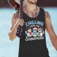 Chillin With My Snowmie Women Christmas Snowman Teacher Snow Men Tank Top, gift for family, gift for coworker