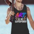 Cool Art For Men Women Art Teacher Artist Painter Superpower Men Tank Top, gift for family, gift for coworker
