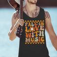 Fall In Love With Music Groovy Thanksgiving Music Teacher Men Women Girls Kids Men Tank Top, Groovy Teacher Tank Tops, gift for family, gift for coworker