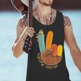One Thankful Teacher Thanksgiving Turkey Peace Hand Sign Men Tank Top, gift for family, gift for coworker
