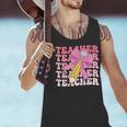 Teacher Pencil Back To School Groovy Pink Teacher First Day Men Tank Top, Groovy Teacher Tank Tops, gift for family, gift for coworker
