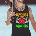 Teacher Teachers Love Brains Skeleton Hand Heart Halloween Men Tank Top, gift for family, gift for coworker