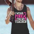 I Wear Pink For My Teacher Breast Cancer Awareness Men Tank Top, gift for family, gift for coworker