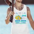 Librarian Teacher Dive Into A Good Book Reading Premium Tri-Blend Men Tank Top, gift for family, gift for coworker