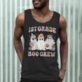 1st Grade Boo Crew Groovy Halloween Floral Ghost Kid Teacher Men Tank Top, novelty gifts, funny gifts