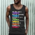 Back To School Teacher We Are Like A Box Of Crayons Men Tank Top, novelty gifts, funny gifts