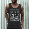 Read In Peace Skeleton Reading Teacher Spooky Halloween Men Tank Top, novelty gifts, funny gifts
