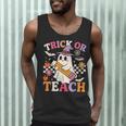 Retro Floral Ghost Trick Or Teach Groovy Teacher Halloween Men Tank Top, novelty gifts, funny gifts