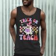 Trick Or Teach Halloween Teacher Floral Ghost Groovy Men Tank Top, novelty gifts, funny gifts