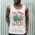 One Merry Teacher Groovy Christmas Tree Pjs Xmas Teacher Men Tank Top, novelty gifts, funny gifts