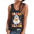 Retro Vintage Groovy Trick Or Teach Teacher Halloween For Men Women Kids Flowy Tank, trending gift