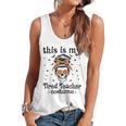 This Is My Tired Teacher Costume Skull Halloween Messy Bun Flowy Tank, trending gift This Is My Tired Teacher Costume Skull Halloween Messy Bun Flowy Tank, trending gift