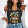 Back To School Dinosaur Social Studies Teacher Student Flowy Tank, funny gift