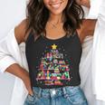 Christmas Library Tree Love Reading Books Nerd Teacher Flowy Tank, funny gift