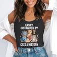 Easily Distracted By Cats & History Teacher Women Men Flowy Tank, funny gift