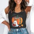 Fall Book Pumpkin Ghost Reading Books Halloween Teacher Flowy Tank, funny gift