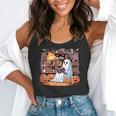 Ghost Book Reading Halloween Books Lover Teacher Flowy Tank, funny gift