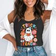 Groovy Halloween Trick Or Teach Retro Floral Ghost Teacher For Men Women Kids Flowy Tank, funny gift