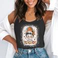 Messy Bun Spooky Teacher Bleached Halloween Teachers Flowy Tank, funny gift