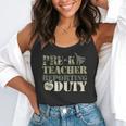Retro Back To School Women Old Camo Pre-K Teacher Flowy Tank, funny gift