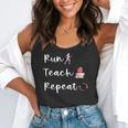 Run Teach Repeat Teacher Running Saying Slogan Runner Flowy Tank, funny gift