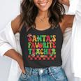 Santas Favorite Teacher Retro Groovy Christmas Xmas Women Flowy Tank, funny gift