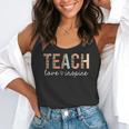 Teach Love Inspire Leopard Back To School Cute Teacher Men Women Girls Kids Flowy Tank, funny gift
