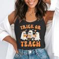 Teacher Halloween Trick Or Teach Retro Groovy Floral Ghost Flowy Tank, funny gift Teacher Halloween Trick Or Teach Retro Groovy Floral Ghost Flowy Tank, funny gift