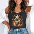 Vintage Ghost Book Reading Pumpkin Gothic Halloween Teachers Men Women Kids Flowy Tank, funny gift