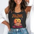 Will Trade Students For Candy Teacher Cute Halloween Pumpkin Flowy Tank, funny gift