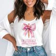 I'm Literally Just a Teacher Pencil Coquette Bow School Flowy Tank, funny gift I'm Literally Just a Teacher Pencil Coquette Bow School Flowy Tank, funny gift