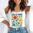 Leer Es Poder Cute Floral Boho Spanish Teacher Reading Flowy Tank, funny gift
