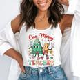One Merry Teacher Groovy Christmas Tree Pjs Xmas Teacher Flowy Tank, funny gift