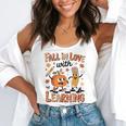 Retro Fall In Love With Learning Autumn Pumpkin Teacher Kids Flowy Tank, funny gift